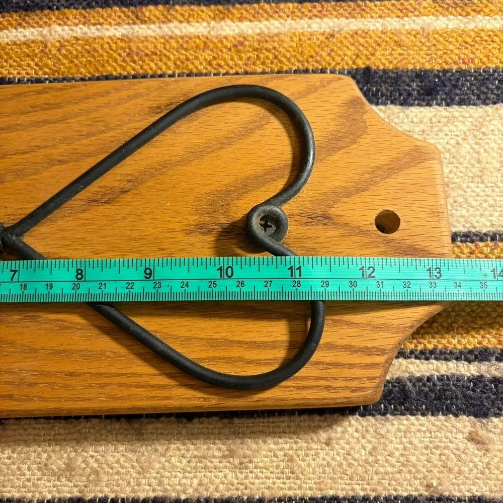Vintage Wall Candle Holder Heart Wrought Iron Oak Rustic Sconce Decor Granny